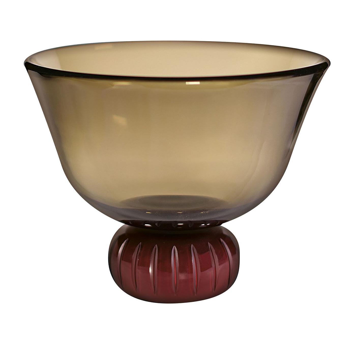 Vaso em Vidro de Murano Fumado Feito à Mão