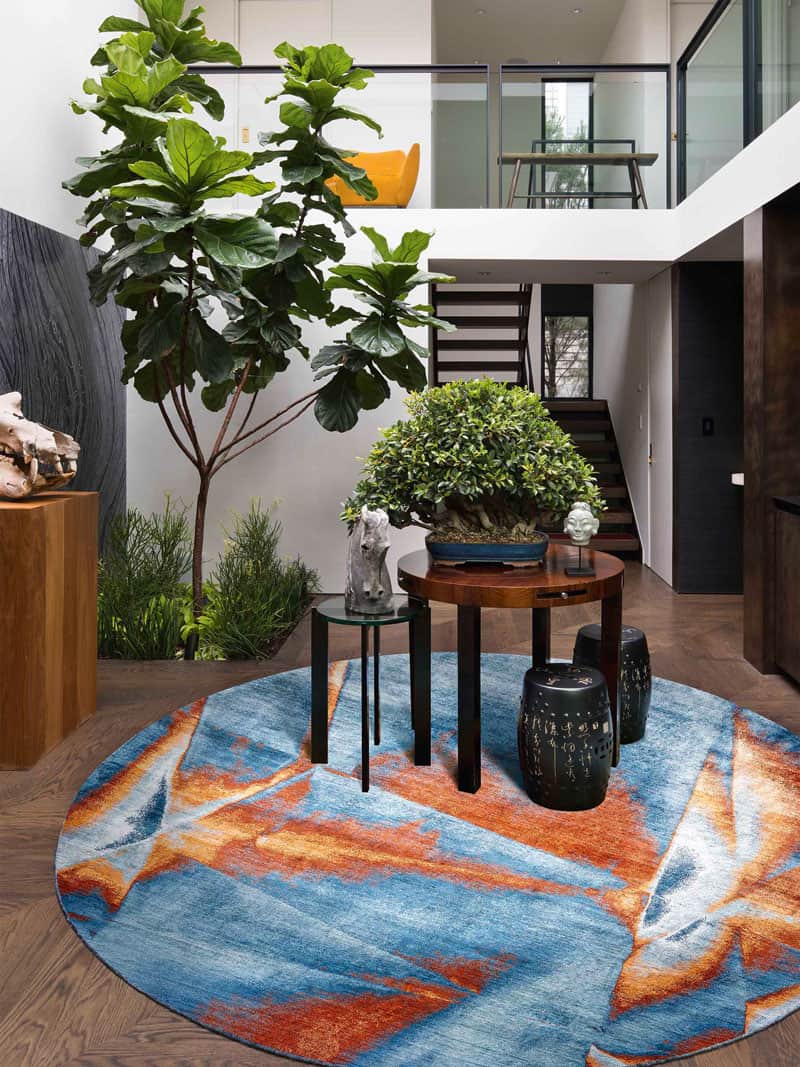 Tapete Redondo Cyan Feito à Mão