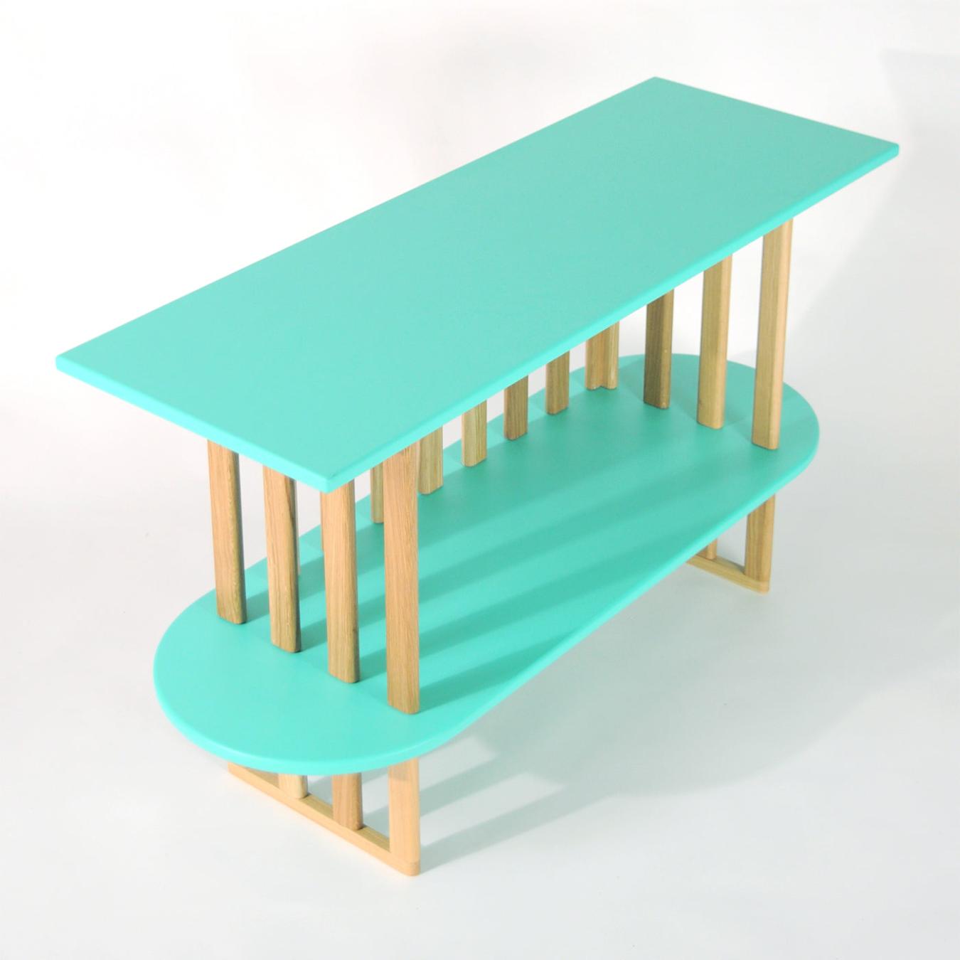 Estante Verde de Dois Níveis