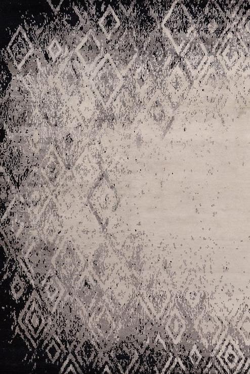 Tapete Feito à Mão Seda de Bambu Abstracto Indiano