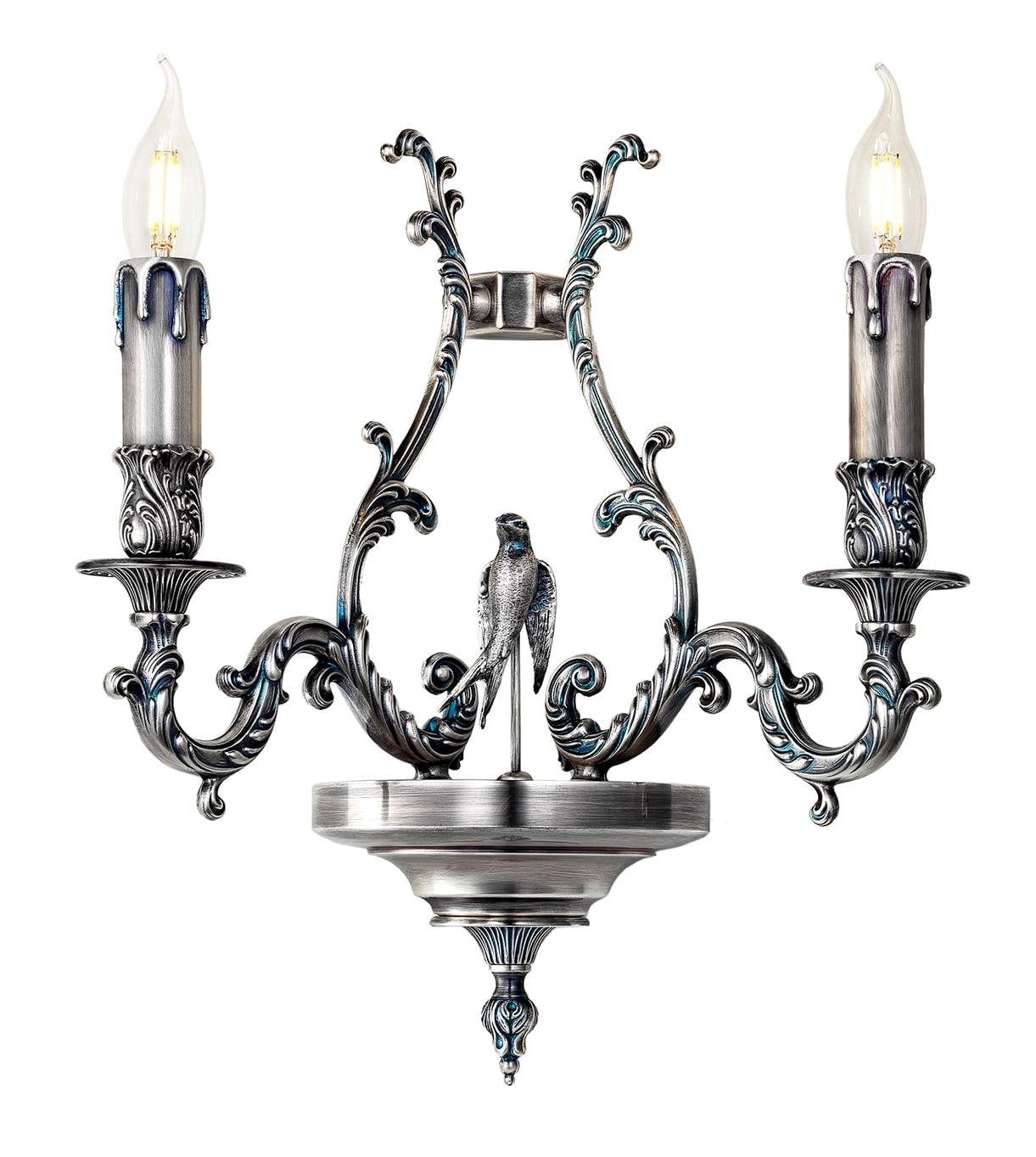Aplique de Parede Bird Blue Silver de 2 Lâmpadas