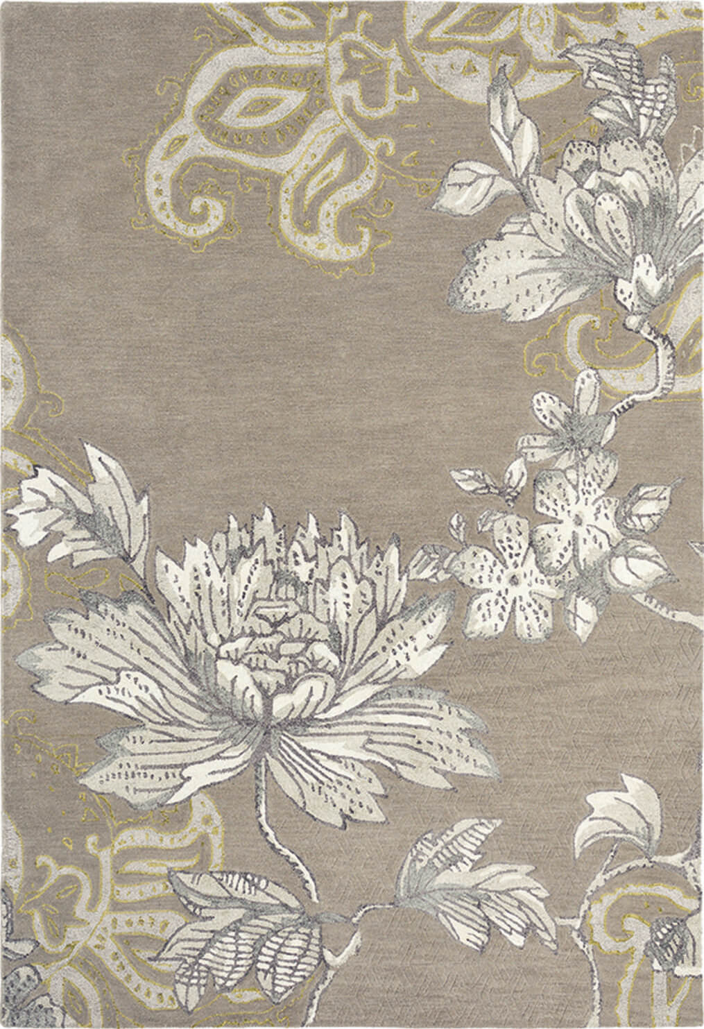 Tapete Fable Floral Cinzento | Tamanho: 200 × 280 cm