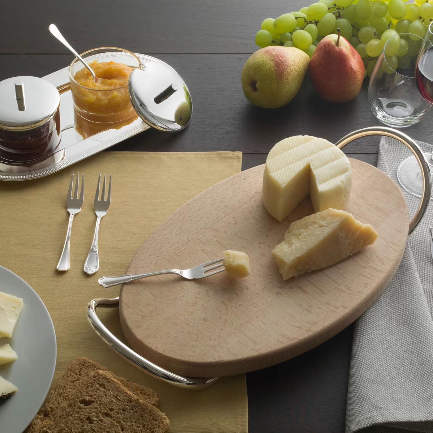 Duo de potes para doce prateado com bandeja de servir