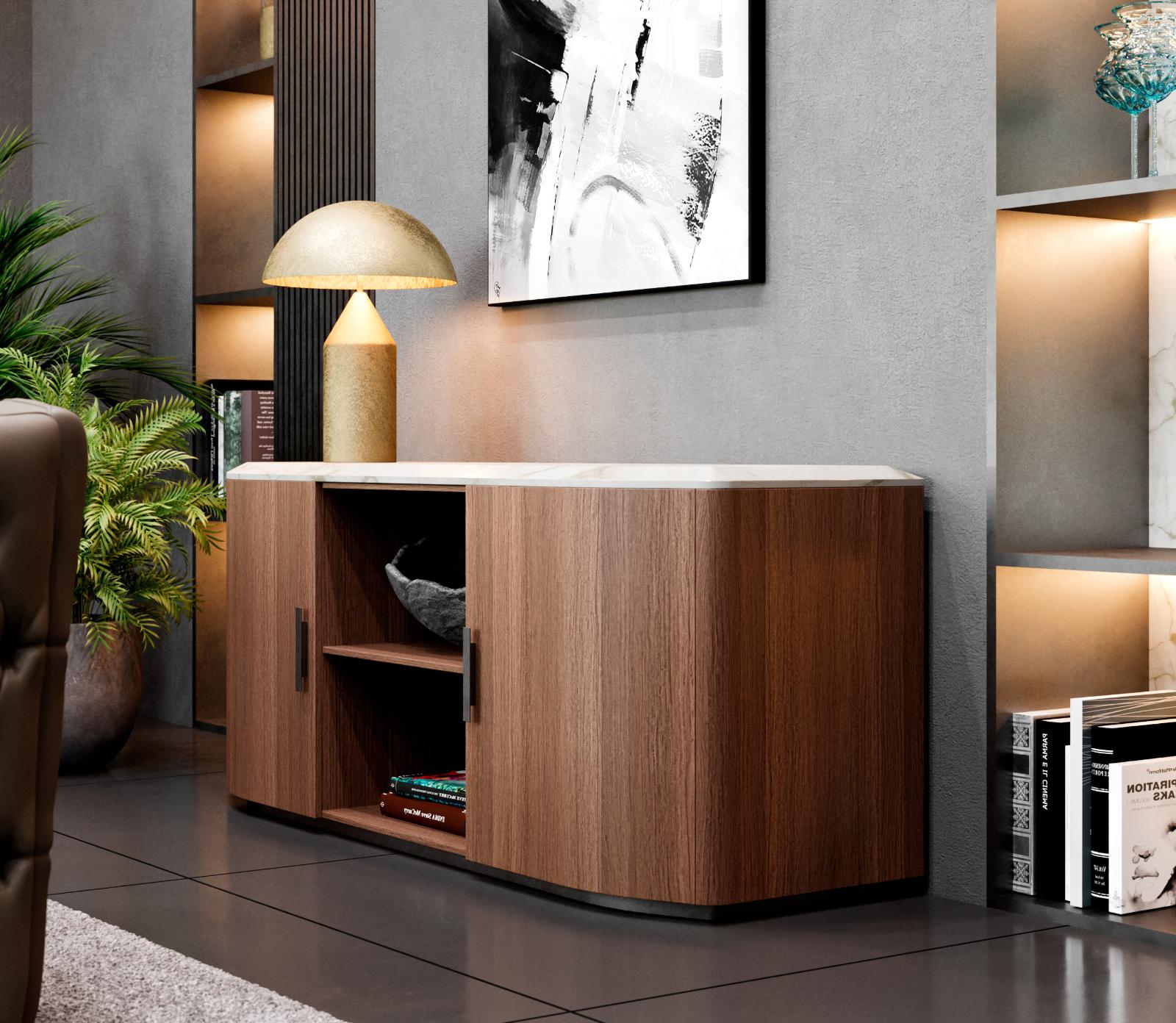 Aparador Alan em Madeira e Mármore