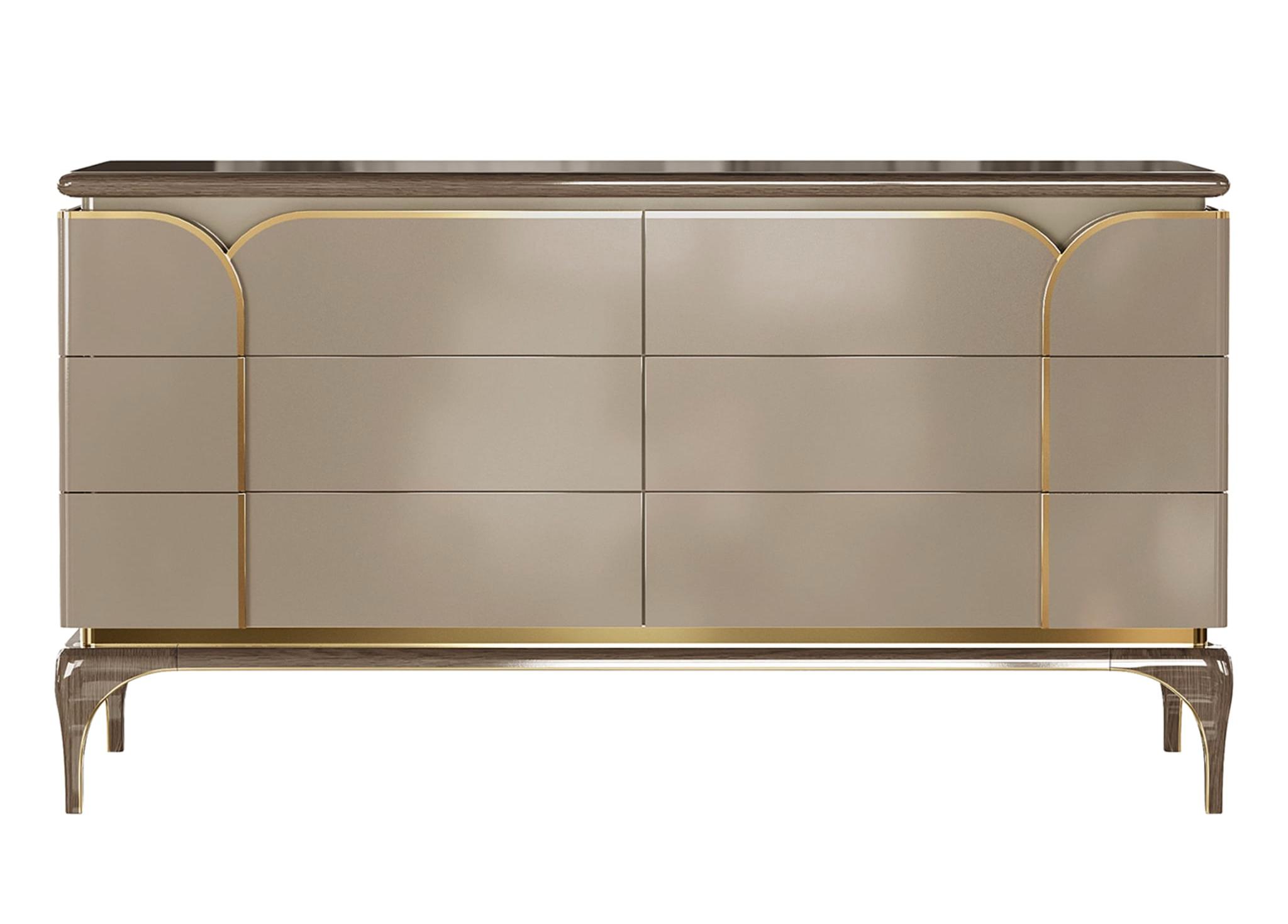 Cómoda de Luxo Bege de 4 Portas | Configuração: Sem espelho Cómoda de Luxo Bege de 4 Portas | Configuração: Sem espelho