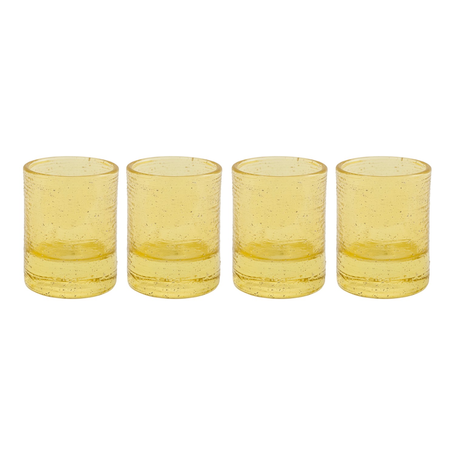 Conjunto de 4 Copos de Licor Amarelos com Fio Prateado