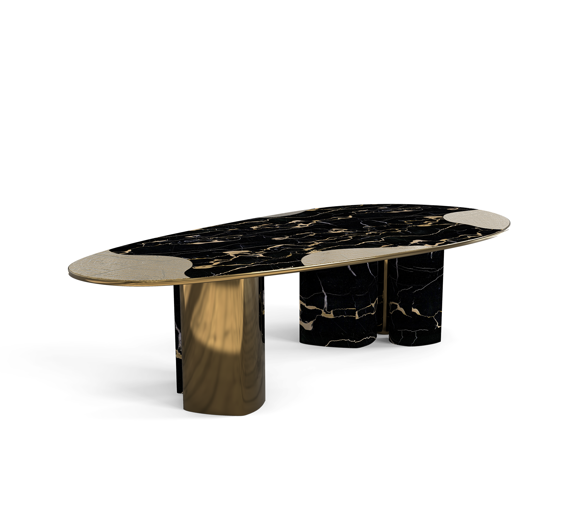 Mesa de Jantar Athena Mármore Portoro e Pátina