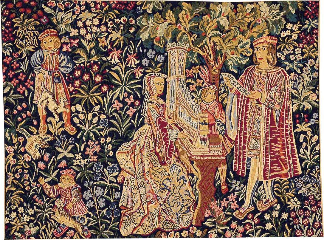 Tapeçaria dama com órgão sem margem | Tamanho: 50 × 67 cm Tapeçaria dama com órgão sem margem | Tamanho: 50 × 67 cm