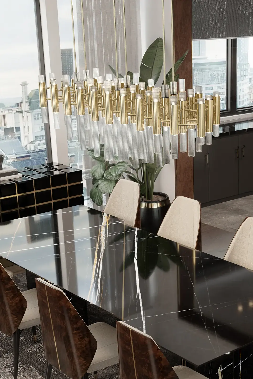 Candeeiro suspenso retangular cascata - 7