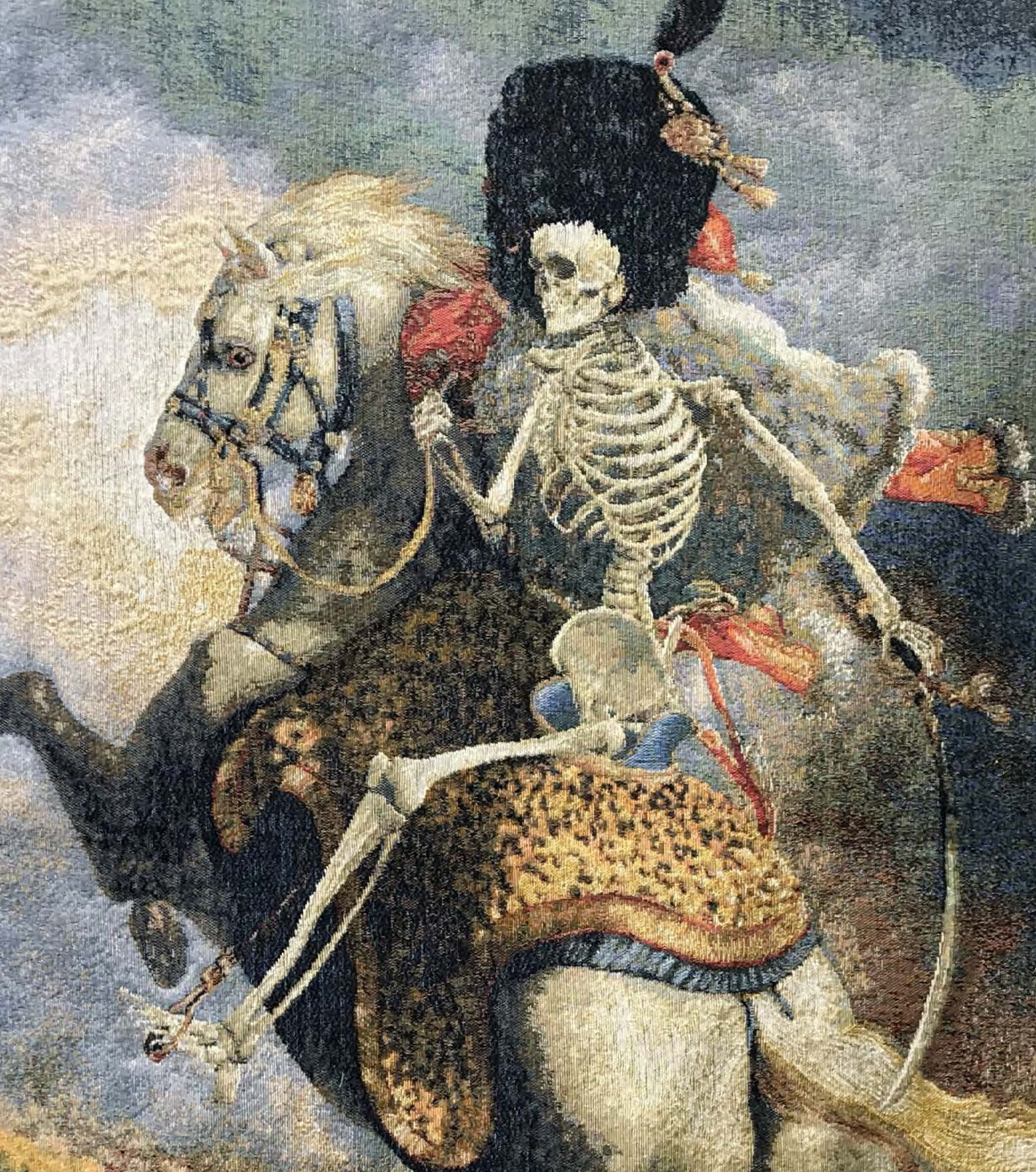 Tapeçaria cavaleiro esqueleto | Tamanho: 110 × 150 cm
