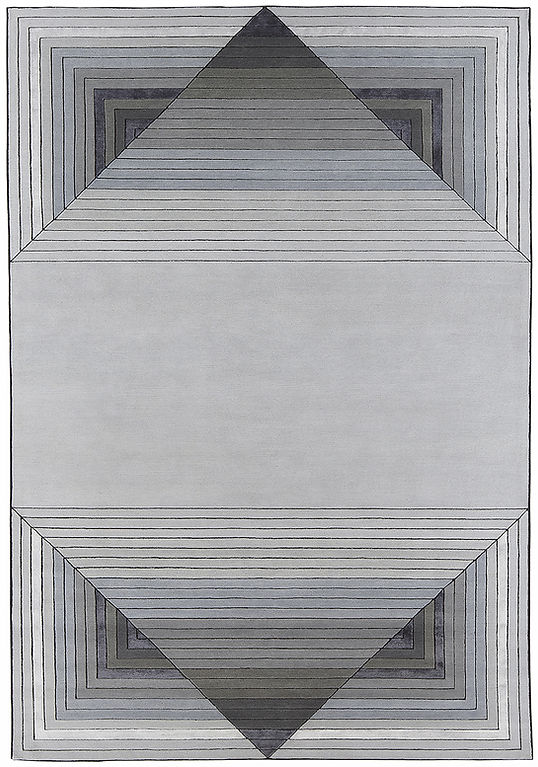 Tapete Feito à Mão Geométrico Cinzento Lã e Viscose