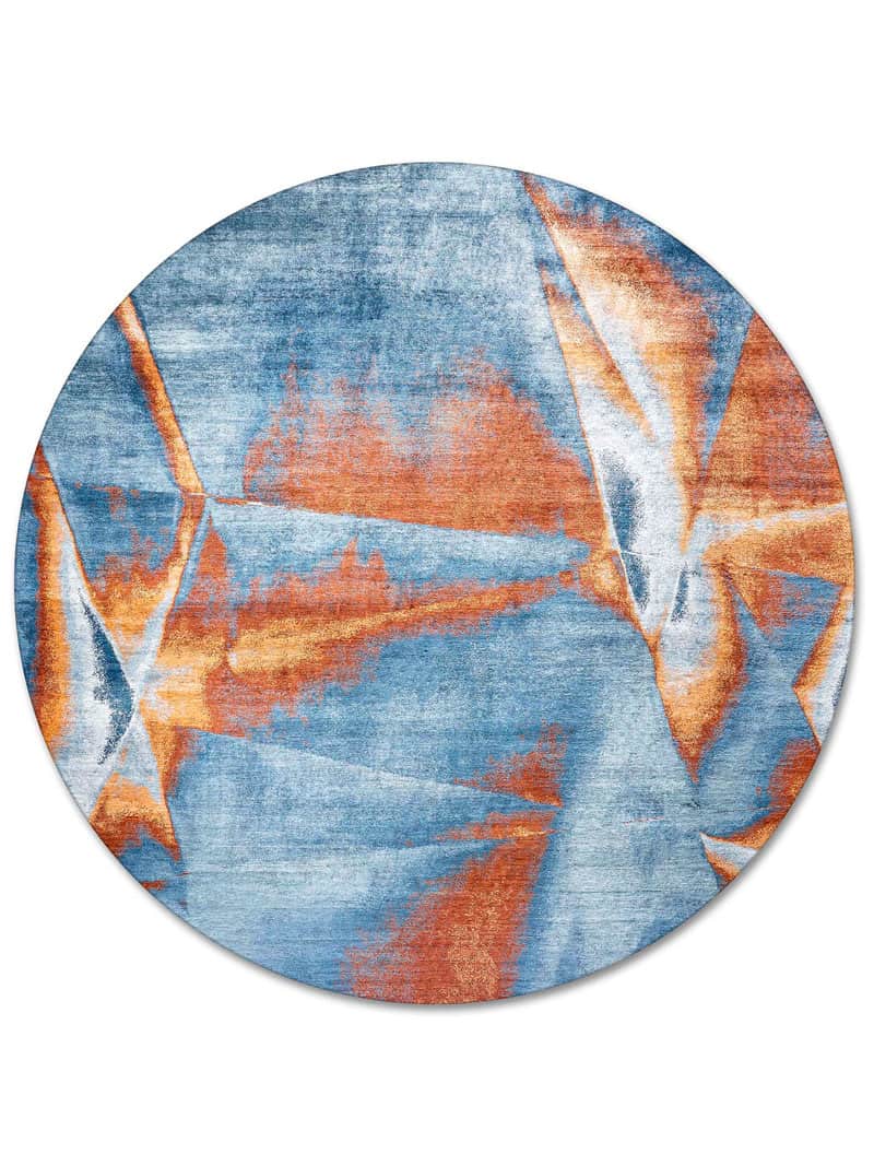 Tapete Redondo Cyan Feito à Mão
