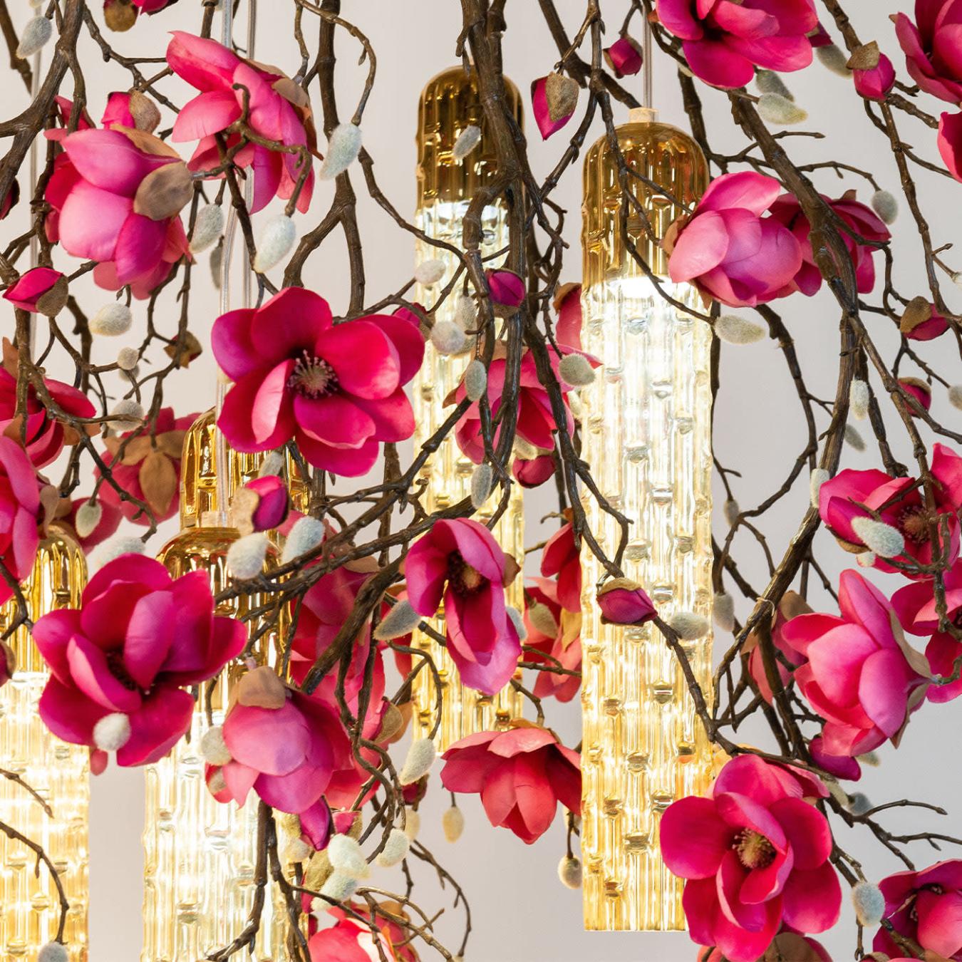 Lustre Magnolia Rosa e Dourado