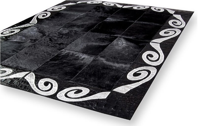 Tapete Pele de Vaca Preto e Prata | Tamanho: 220 × 320 cm