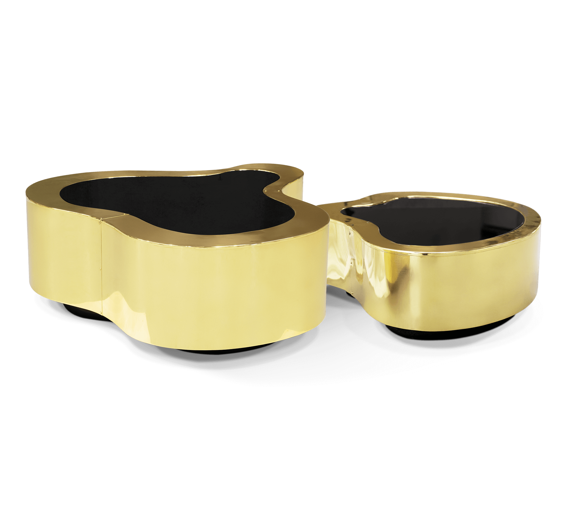 Conjunto de Mesas de Centro Crest Latão Polido