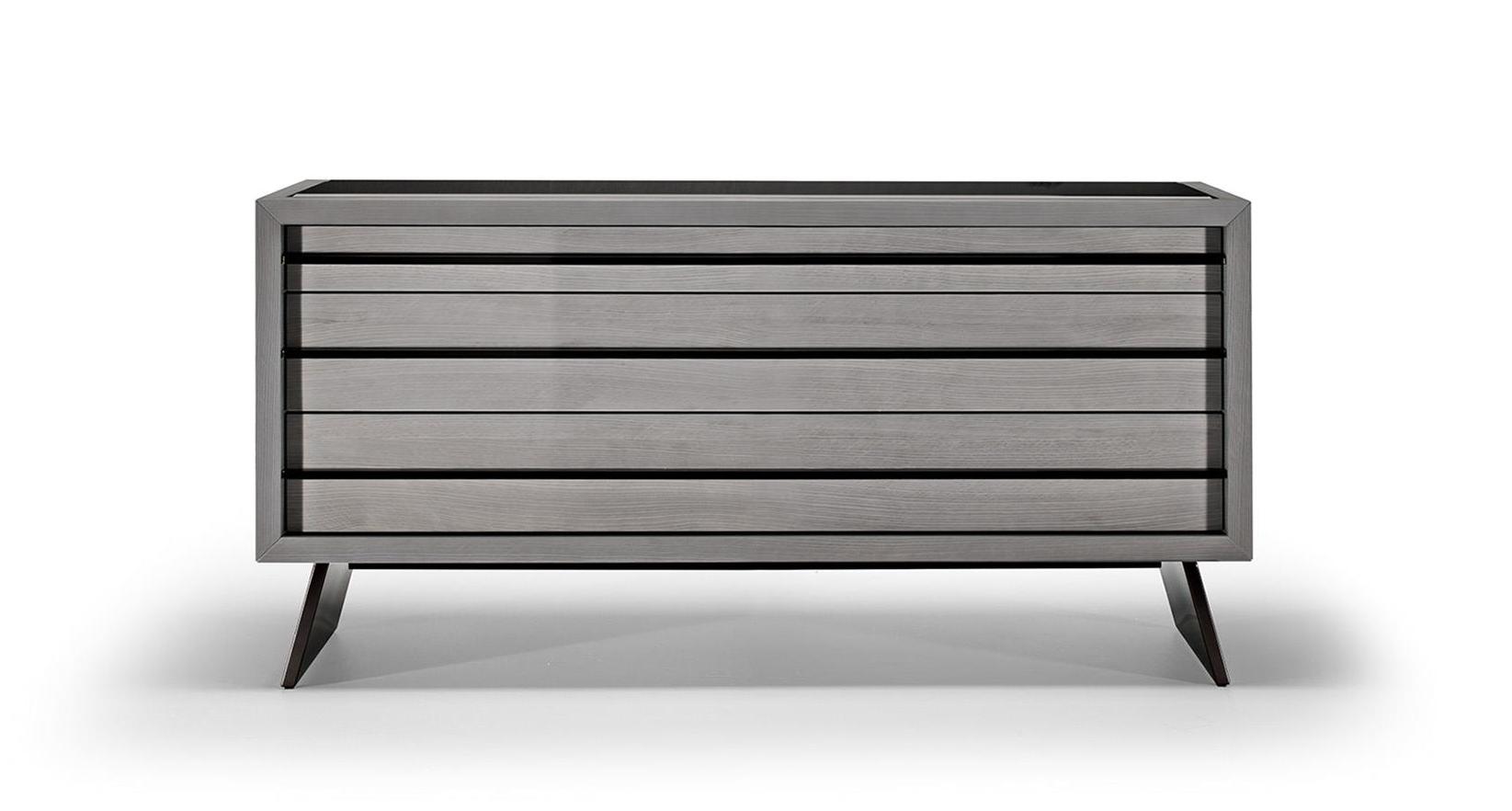 Cómoda Vintage Brilhante de Três Gavetas com Puxador em Metal