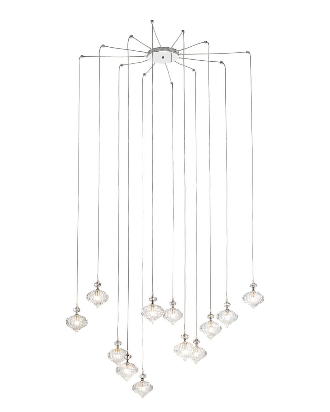 Lustre Murano de 12 Lâmpadas em Vidro Soprado