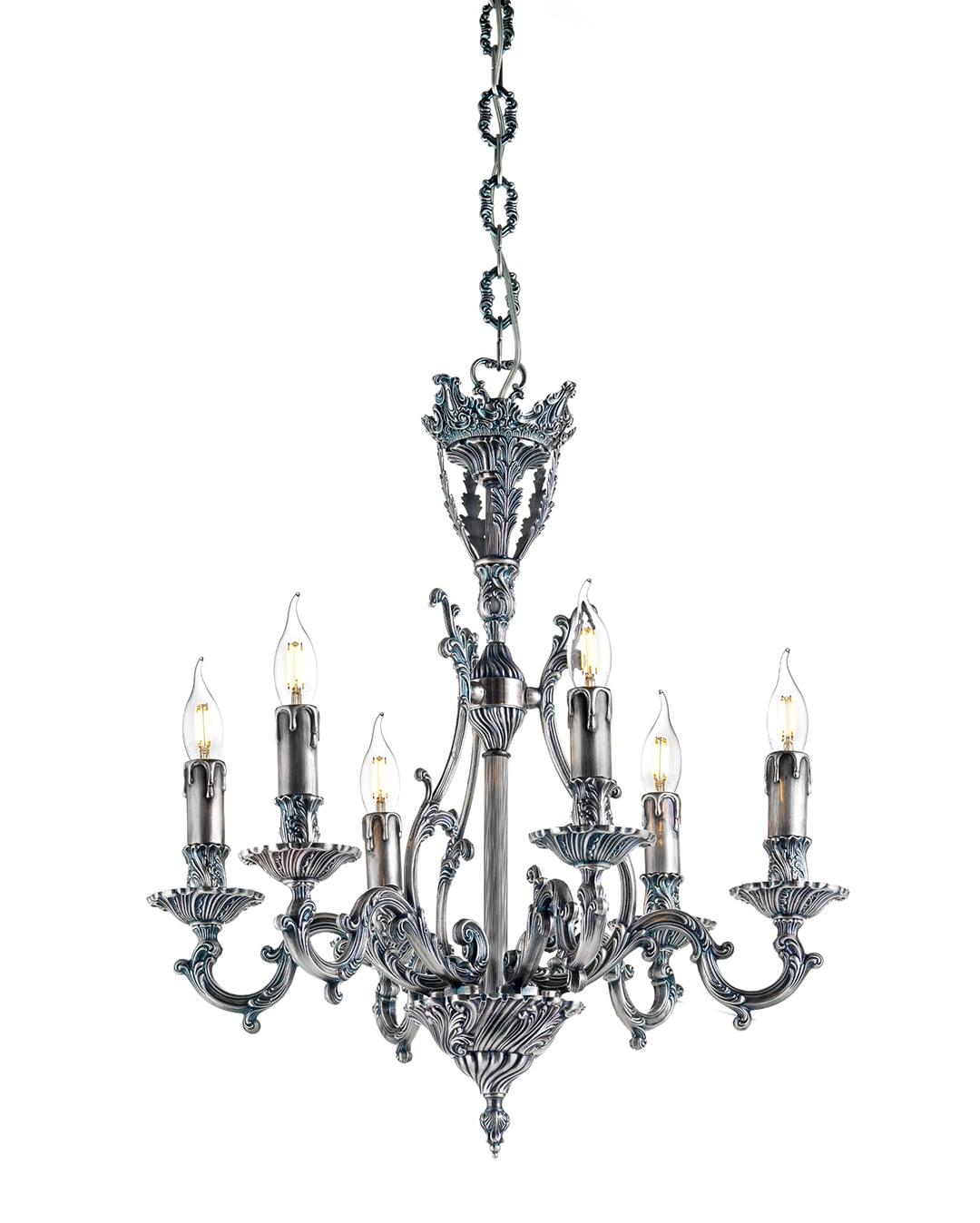 Lustre Clássico em Acabamento Azul-Prateado