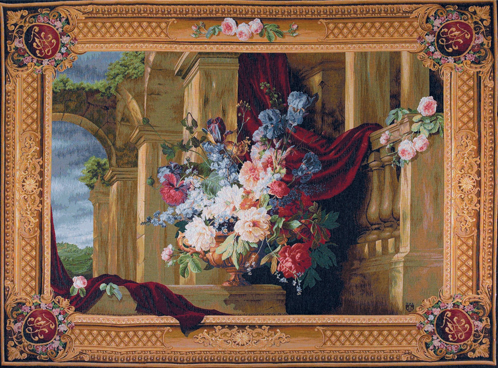Tapeçaria bouquet e arquitetura | Tamanho: 85 × 110 cm