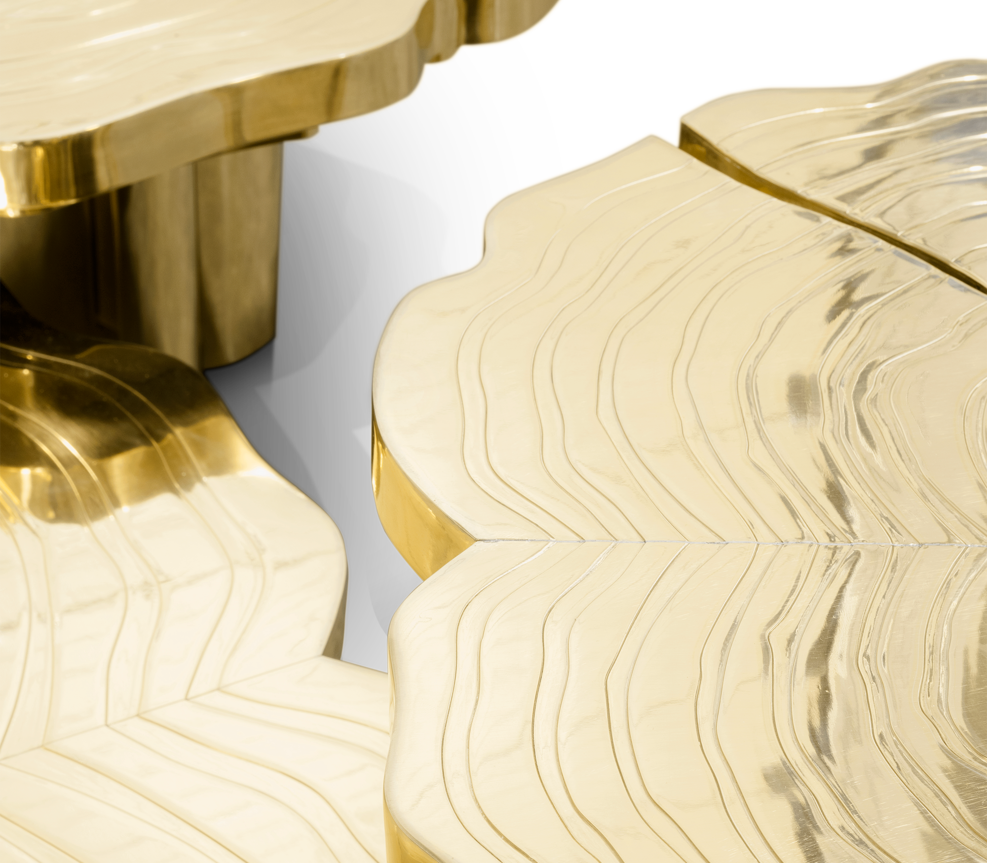 Conjunto 3 Peças Mesa de Centro Dourada Fortuna