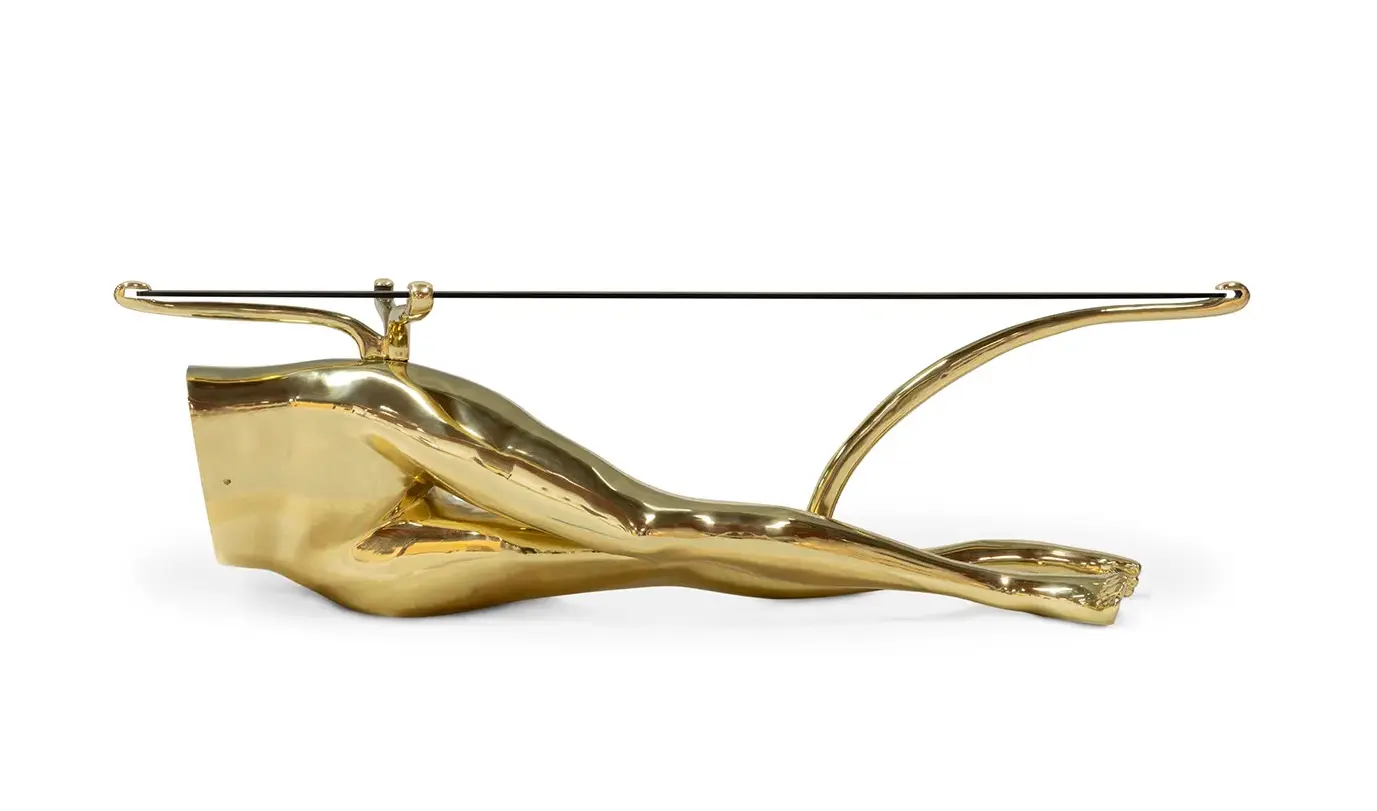 Mesa de Centro Latão Polido Tavo