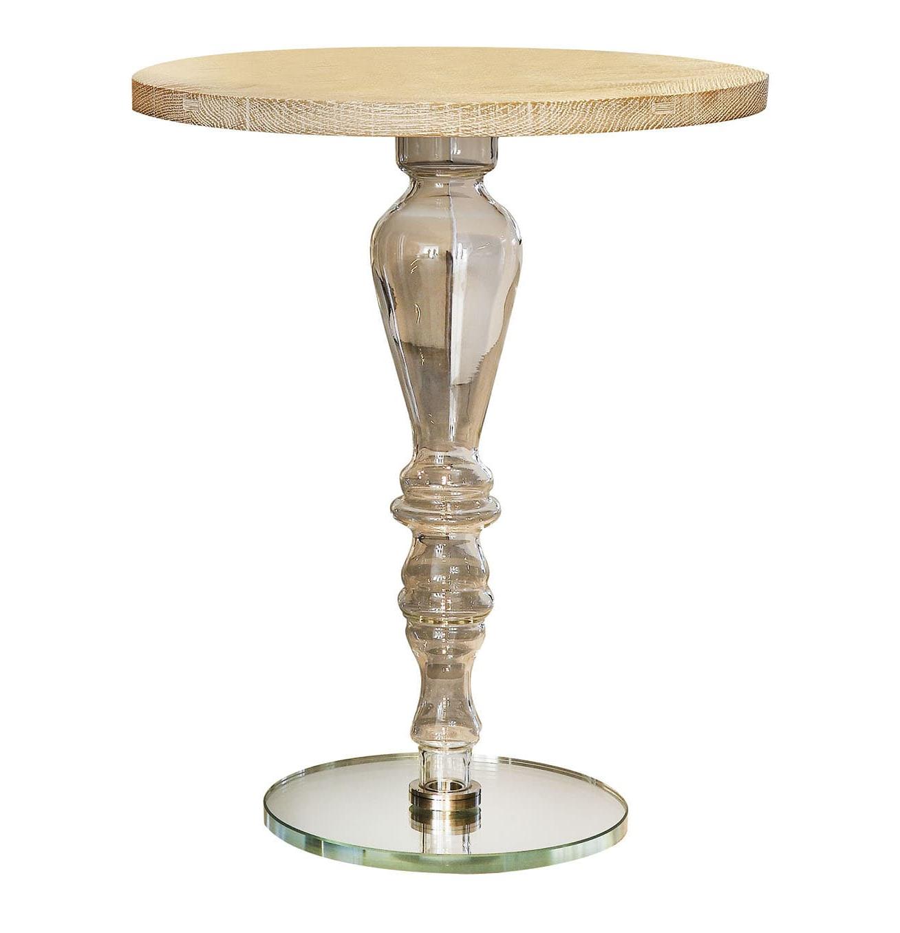 Mesa de Apoio Escultórica com Tampo em Vidro