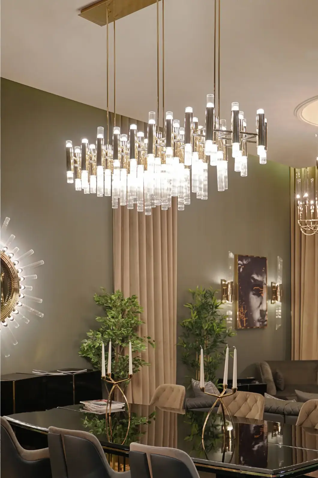 Candeeiro suspenso retangular cascata - 9