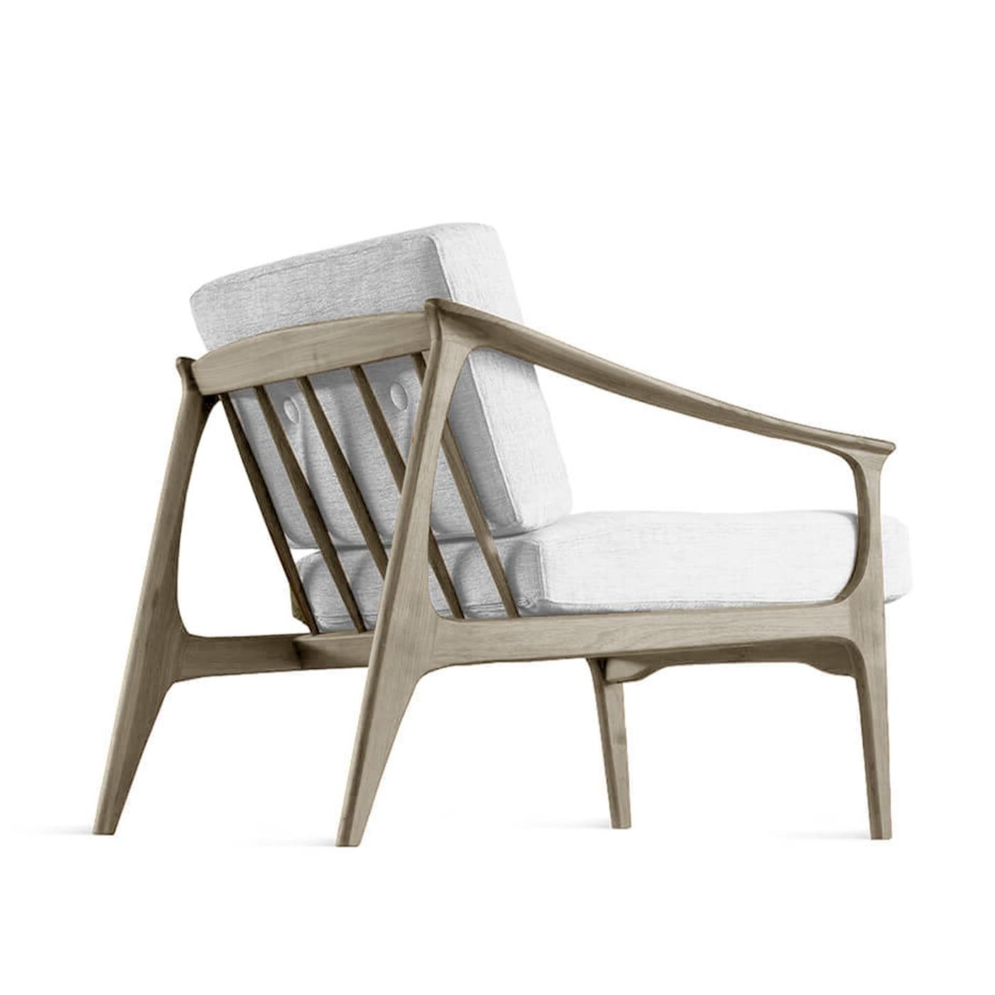 Poltrona Quiete Cinzenta em Nogueira Maciça | Cor: Linen BEL-LINO G077 11