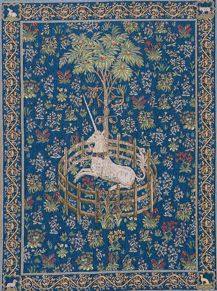 Tapeçaria unicórnio cativo | Tamanho: 85 × 110 cm