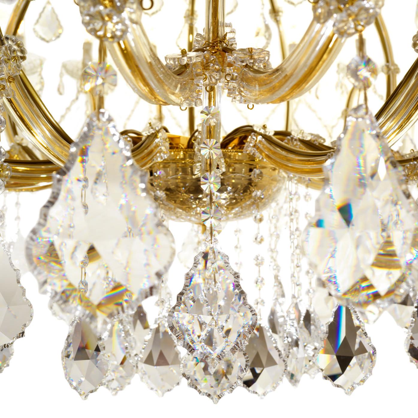 Lustre Mariateresa em Ouro com Pendentes de Cristal