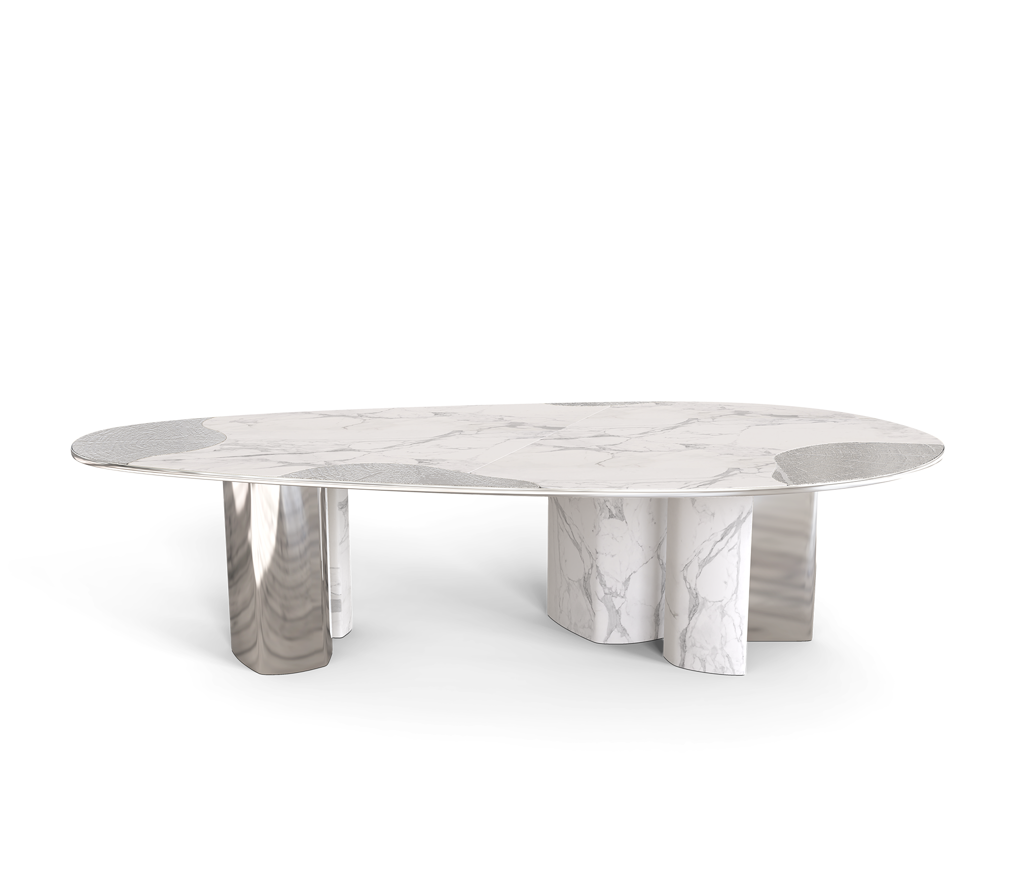 Mesa de Jantar Athena Mármore Carrara e Prata