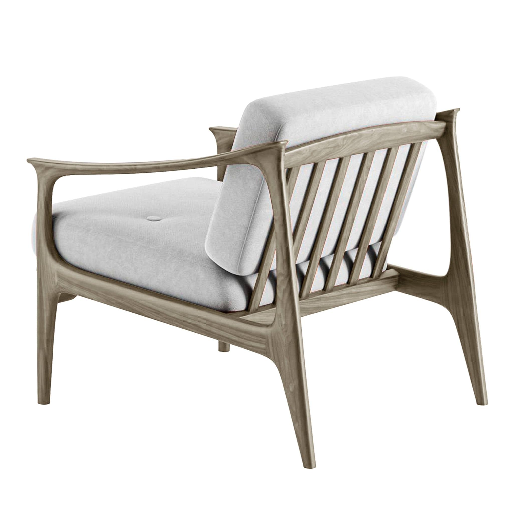 Poltrona Quiete Cinzenta em Nogueira Maciça | Cor: Linen BEL-LINO G077 11