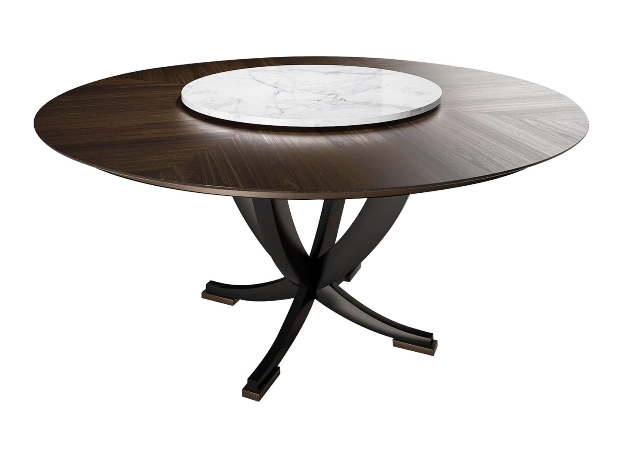 Mesa de Jantar Redonda Madeira e Mármore | Configuração: Com bandeja giratória | Dimensões: Ø 160 cm Mesa de Jantar Redonda Madeira e Mármore | Configuração: Com bandeja giratória | Dimensões: Ø 160 cm