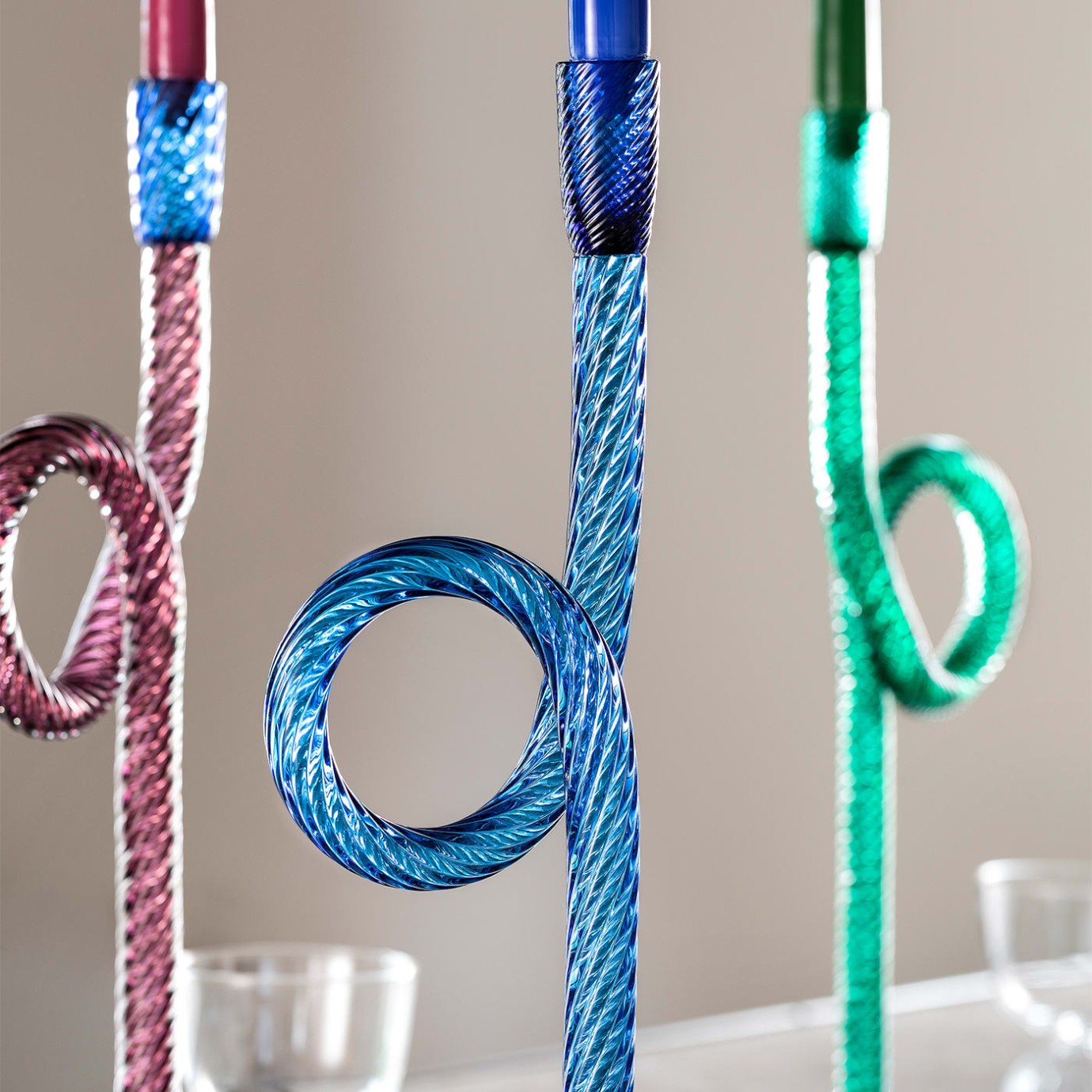 Castiçal Venetian Knot em Vidro Veneziano