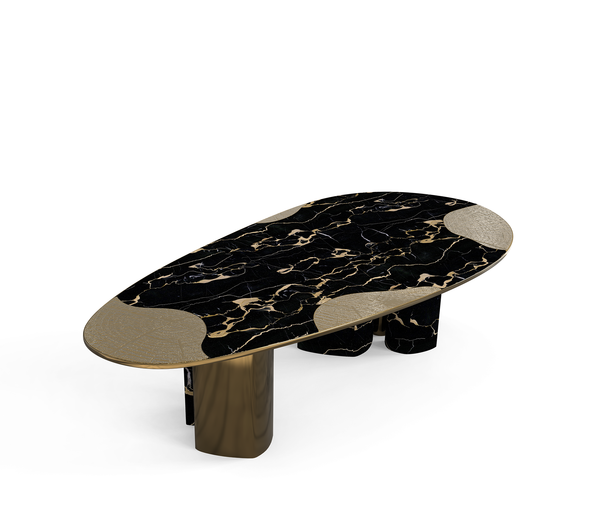 Mesa de Jantar Athena Mármore Portoro e Pátina