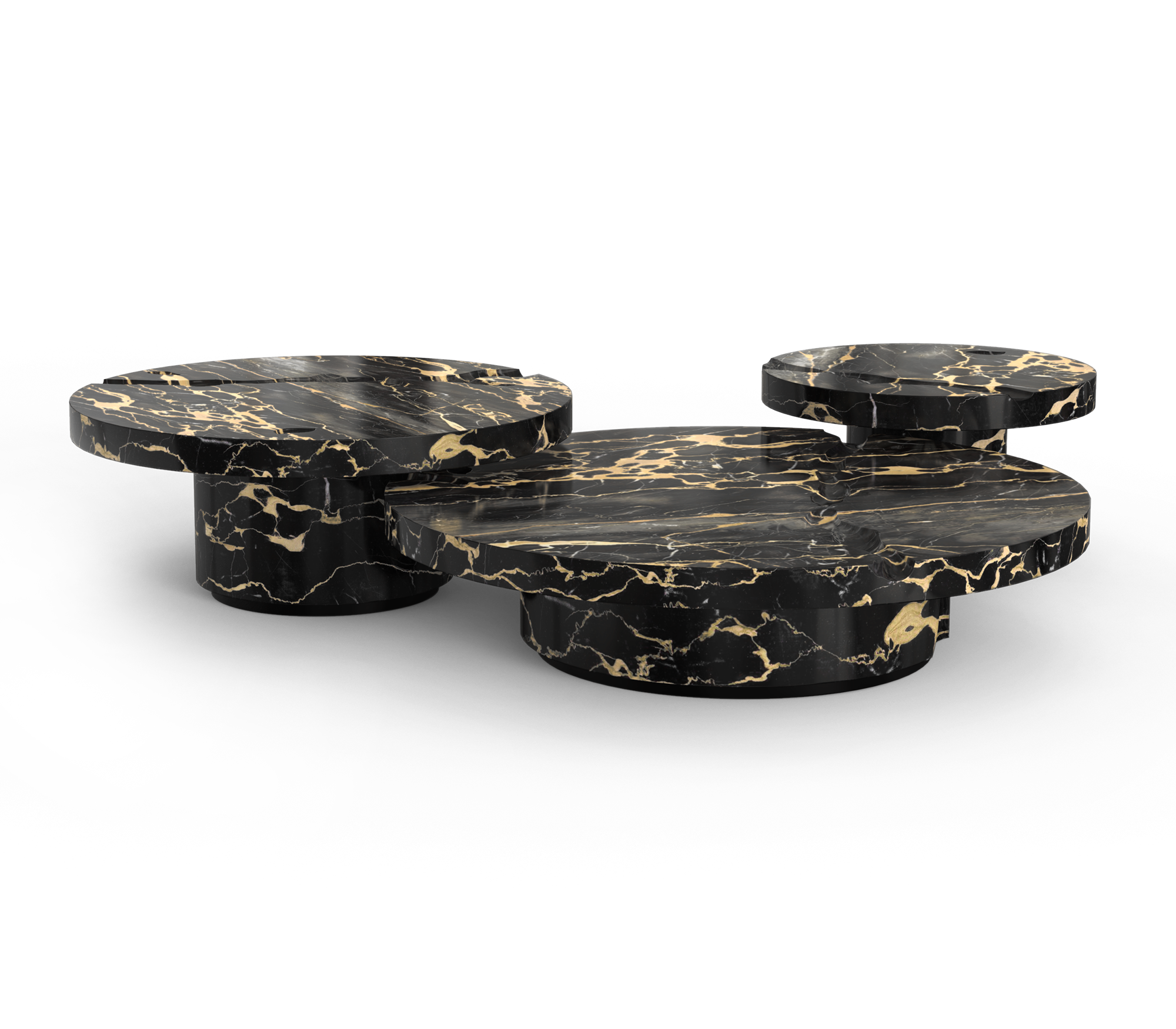 Conjunto 3 Peças Mesa de Centro Dominion Mármore Portoro