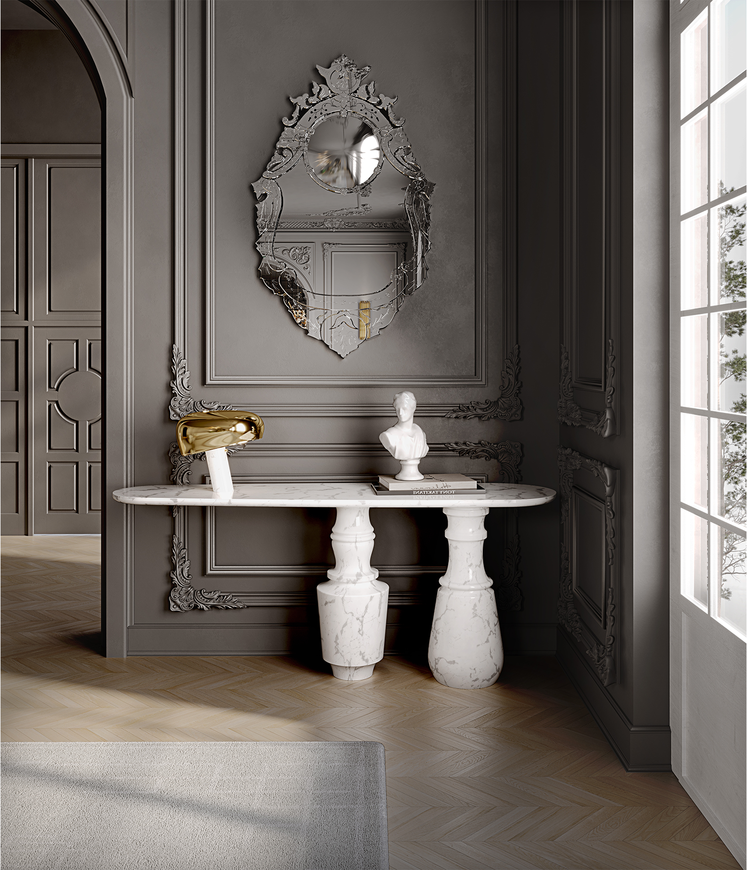 Consola Obsidian Carrara