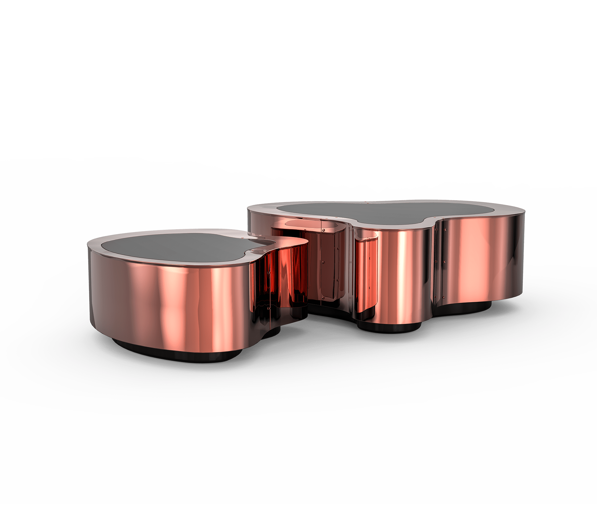 Conjunto de Mesas de Centro Crest Cobre Polido