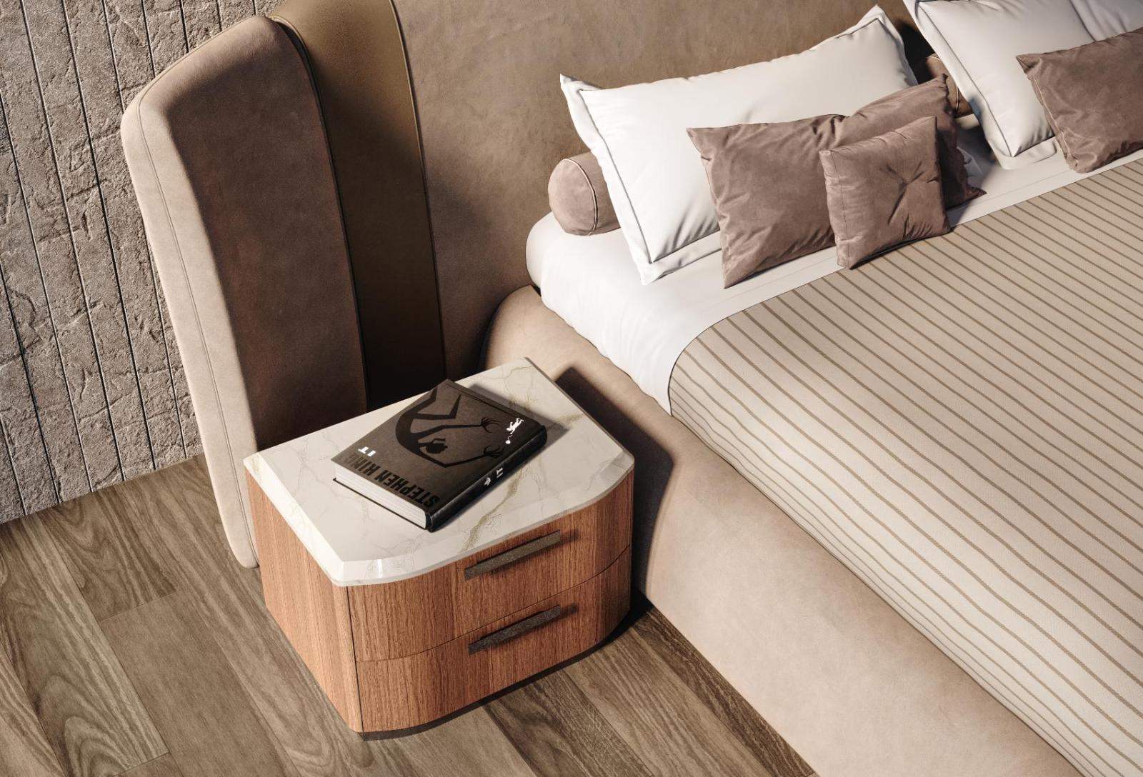 Mesa de Cabeceira James com Tampo em Mármore