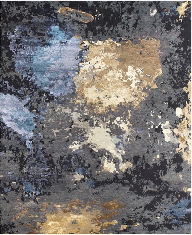 Tapete Abstract Carvão Azul Dourado | Tamanho: 250 × 300 cm