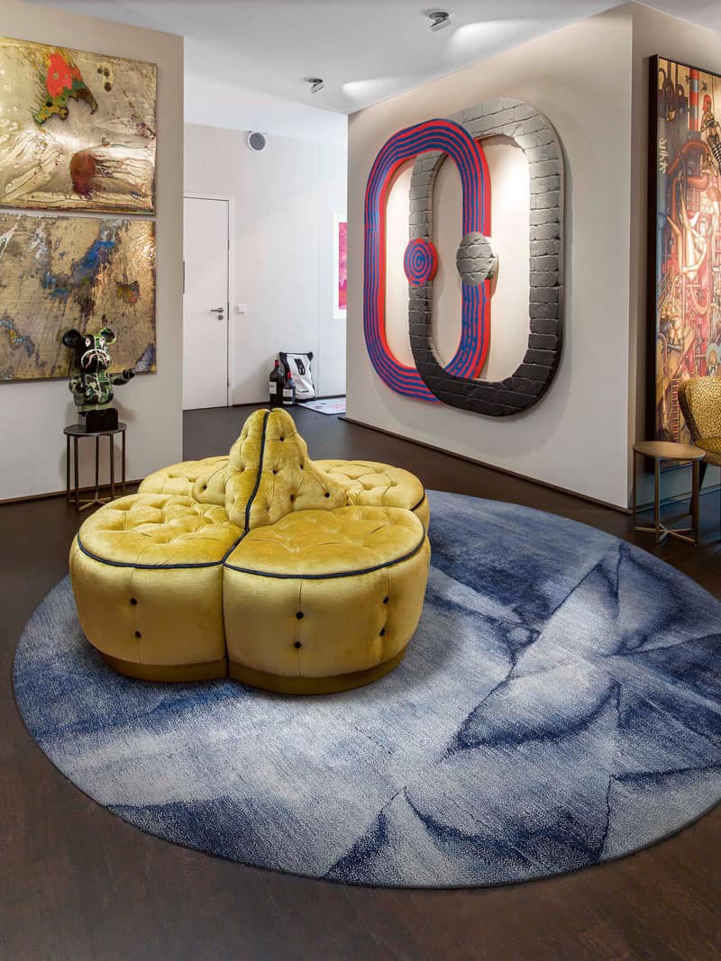 Tapete Redondo Navy Azul Feito à Mão