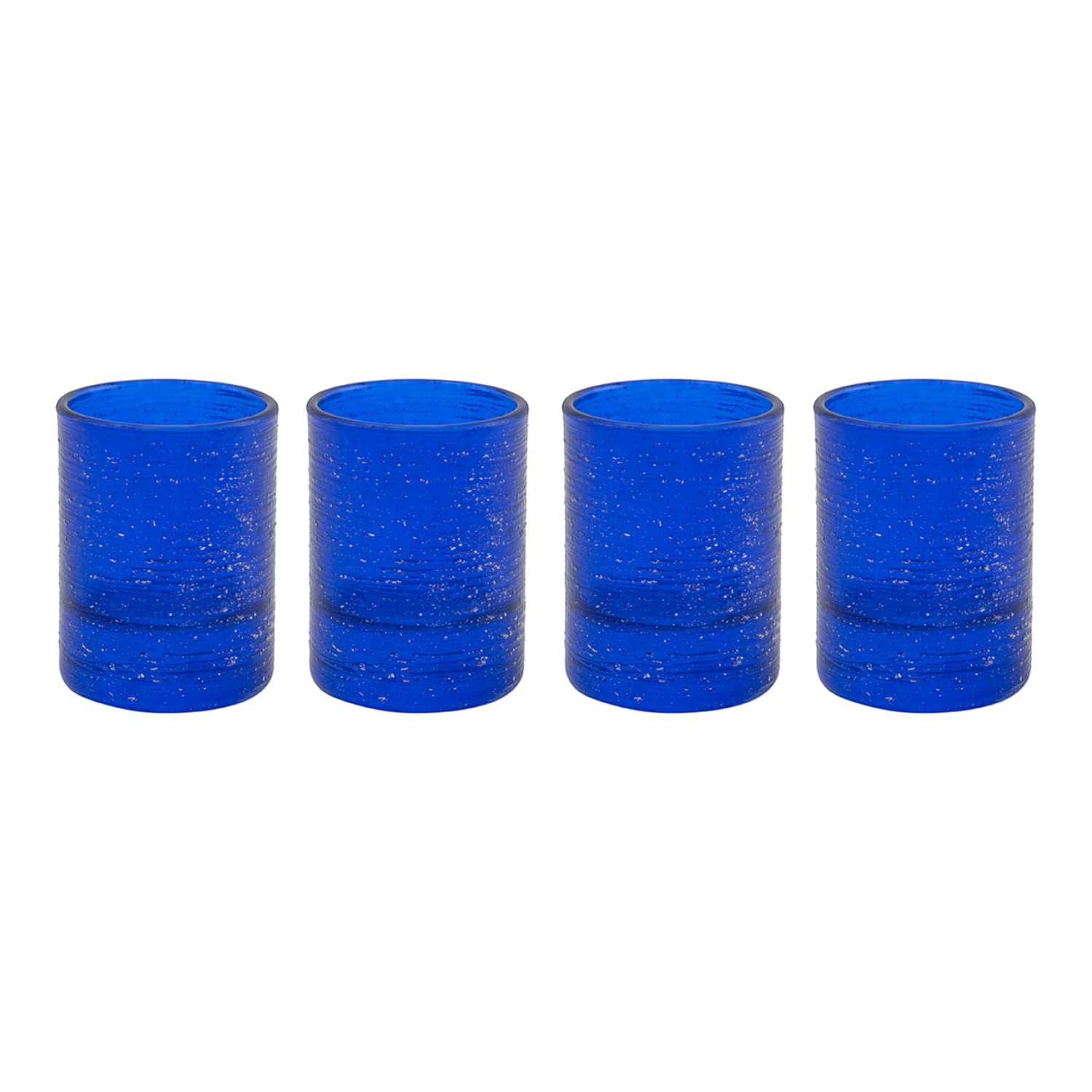 Conjunto de 4 Copos de Licor Azuis com Fio Prateado