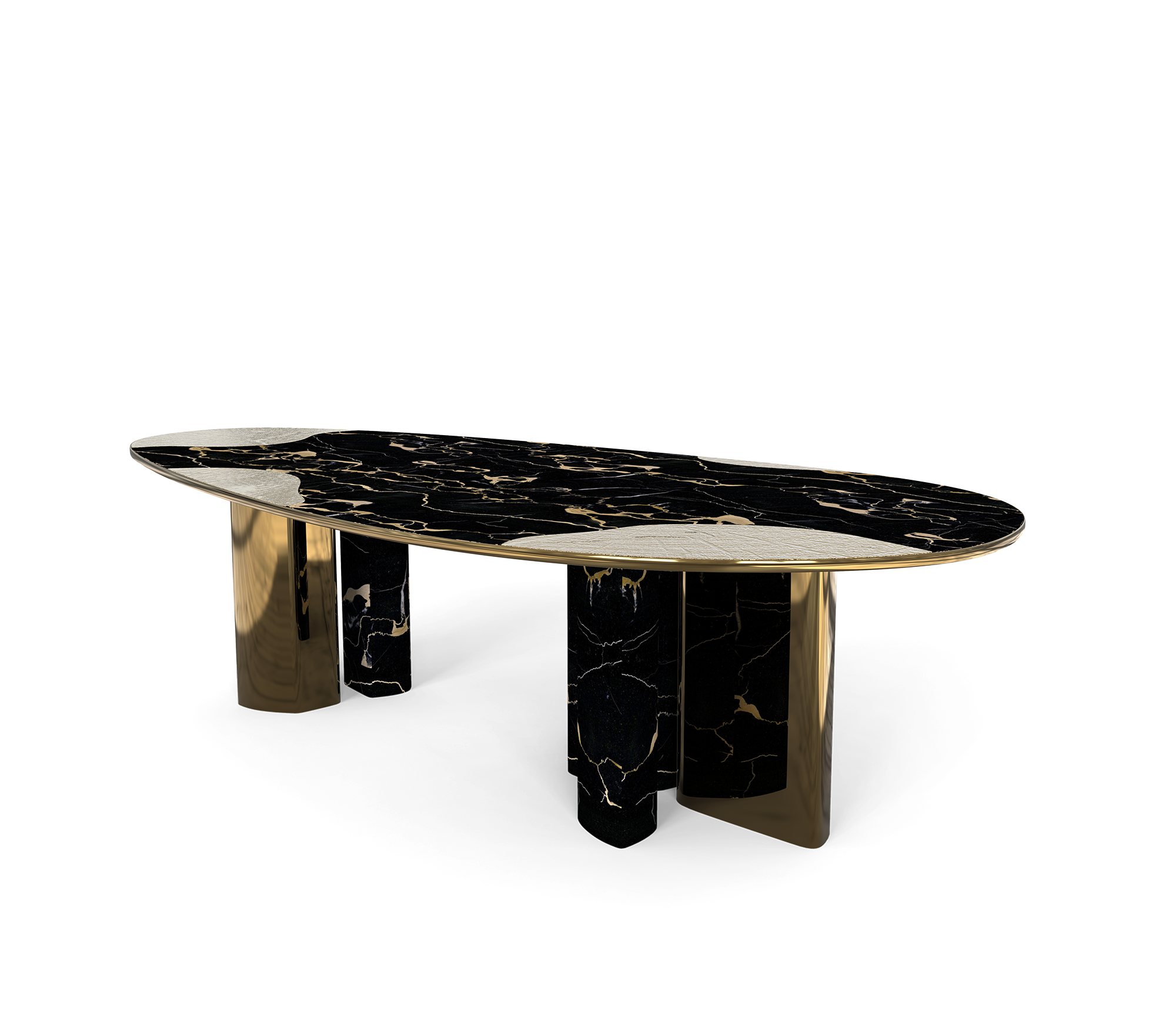 Mesa de Jantar Athena Mármore Portoro e Pátina