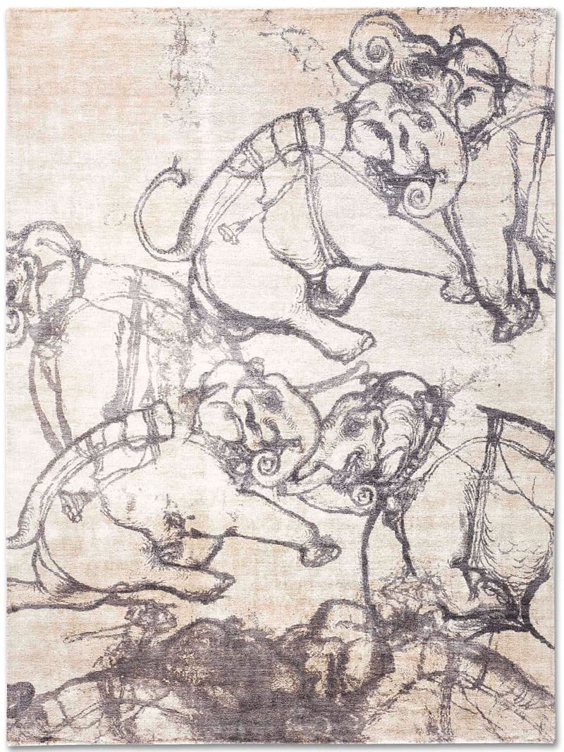 Tapete Elephants Tecido à Mão | Tamanho: 122 × 183 cm
