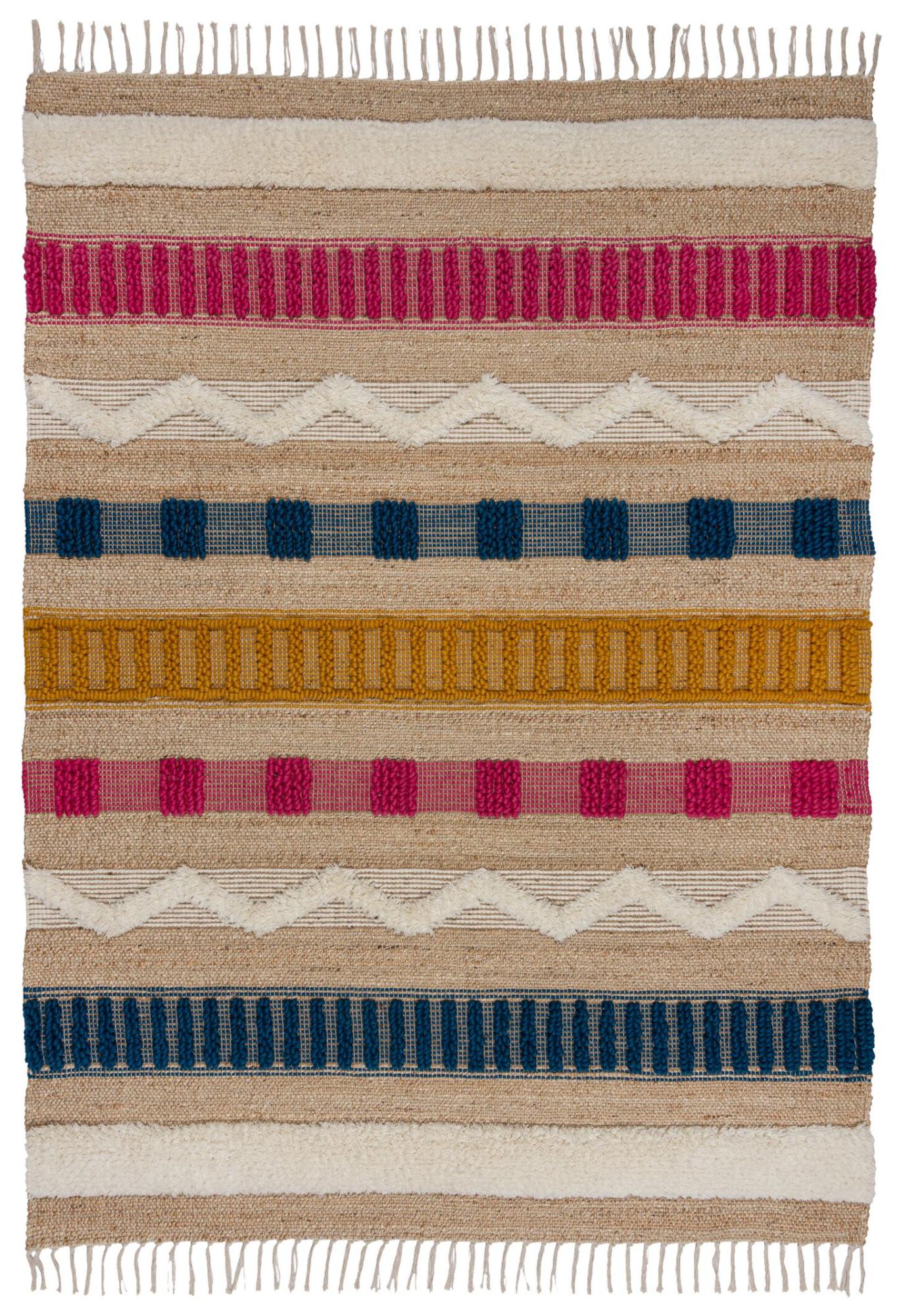 Tapete de Juta Tribal às Riscas Multicolor