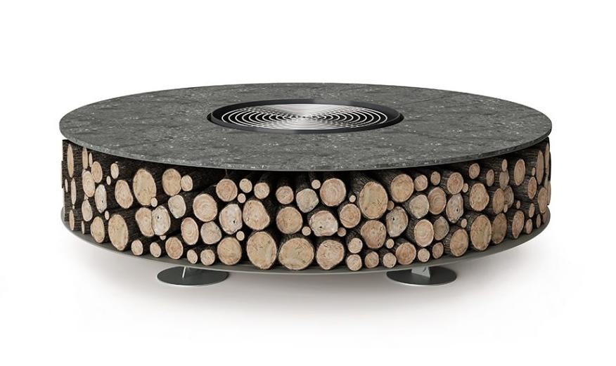 Lareira exterior cerâmica Zero | Acabamento: Botticino Dorato | Dimensões: Ø 150 cm