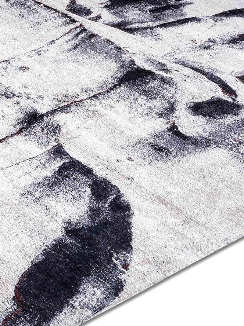 Tapete Preto e Branco Feito à Mão | Tamanho: 140 × 210 cm