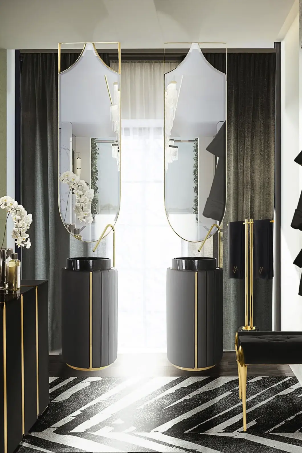 Lavatório de coluna Imperial preto