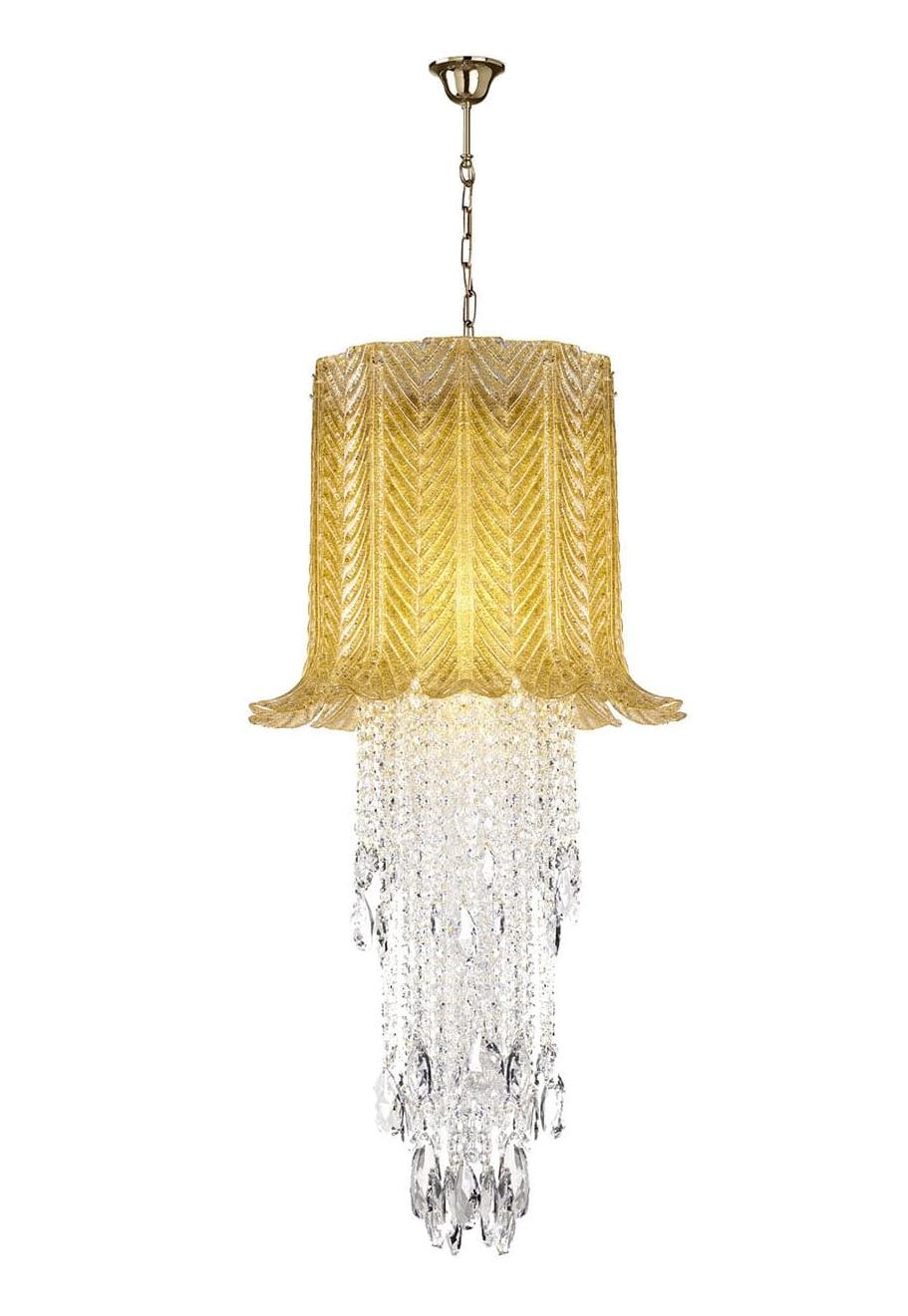 Lustre com Folhas de Vidro de Murano