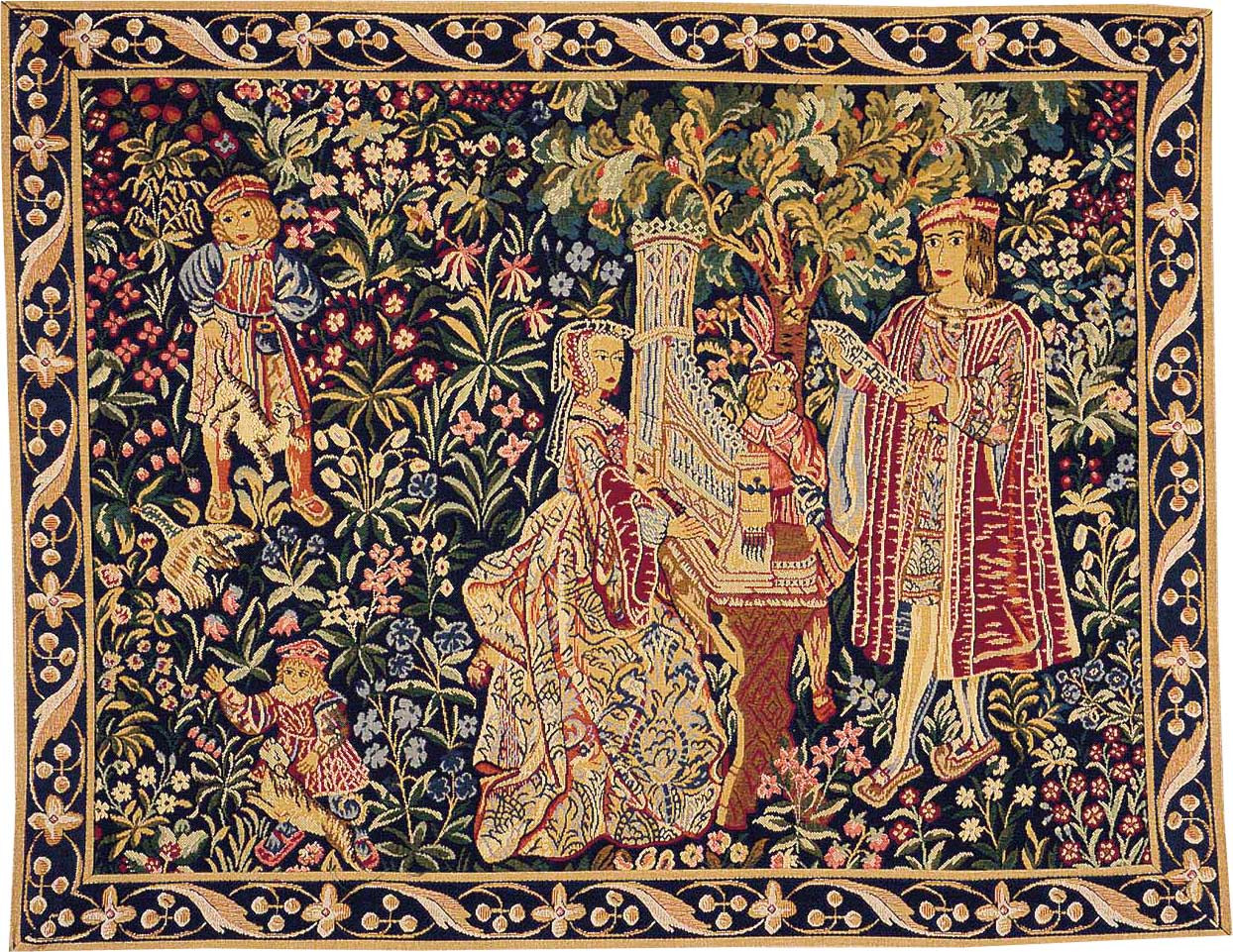 Tapeçaria dama com órgão com margem | Tamanho: 75 × 100 cm